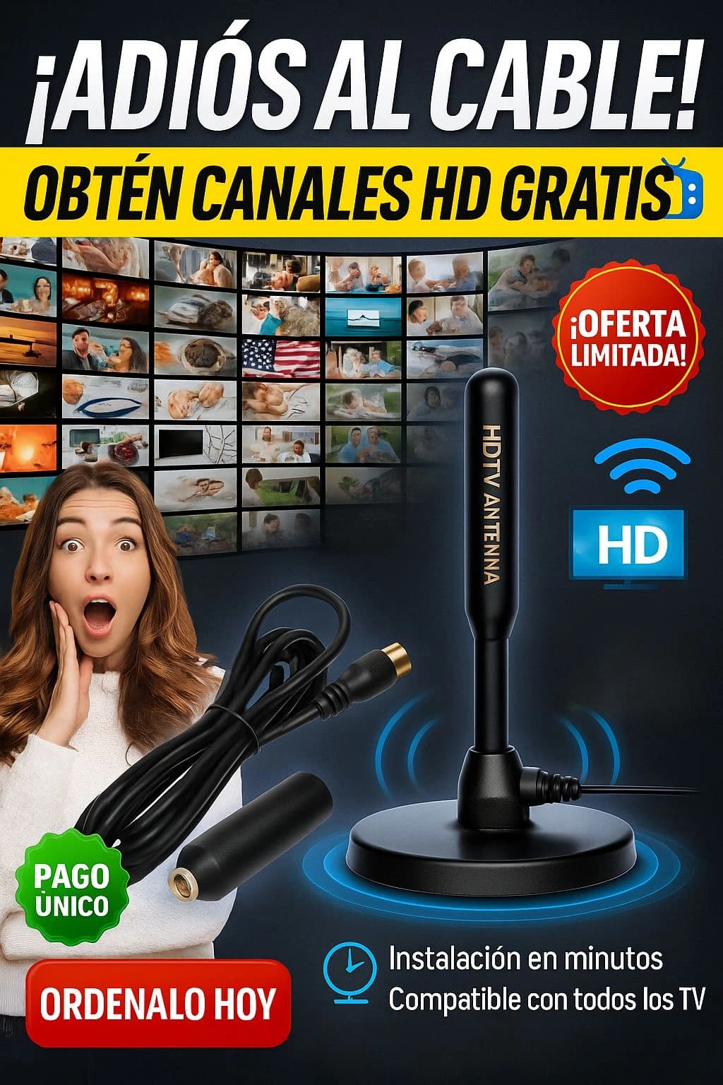 ANTENA DIGITAL TDT PAGA 1 LLEVA 2 NO PAGUES MAS TELEVISION POR CABLE